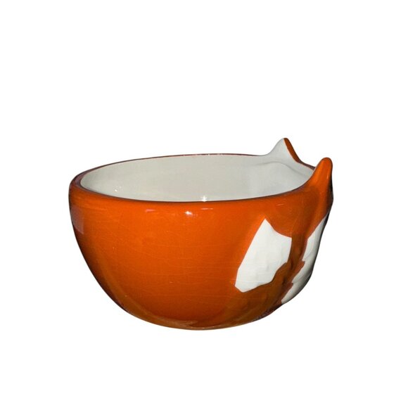 Fox-Shaped Orange & White Earthenware Bowl - Picture 3 of 9
